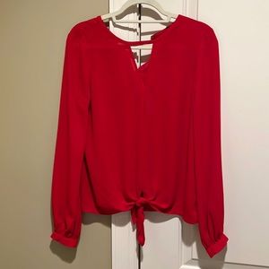 Express Red Blouse with key hole and front tie